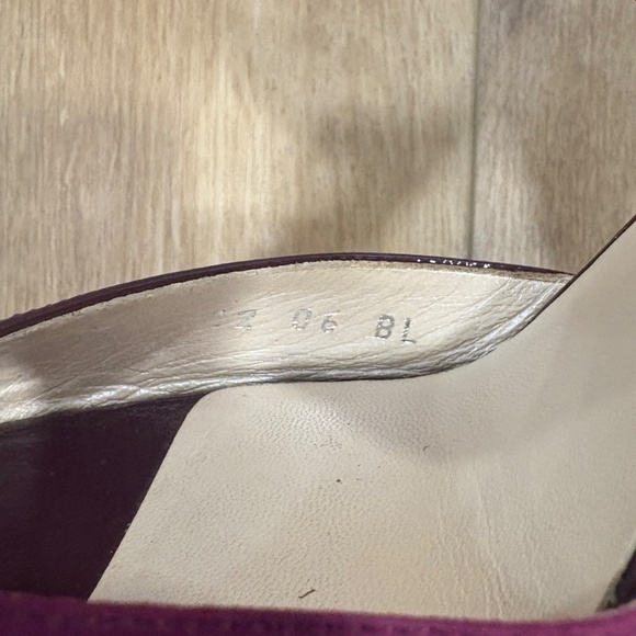 Y2K 🌟CHRISTIAN DIOR🌟 SUEDE PATENT LEATHER OPEN TOE SLING BACK HEEL PURPLE 38.5 - Picture 13 of 13